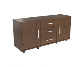 Тумба стационарная для оргтехники, 3 ящика (верхний замок), две двери Blackwood images