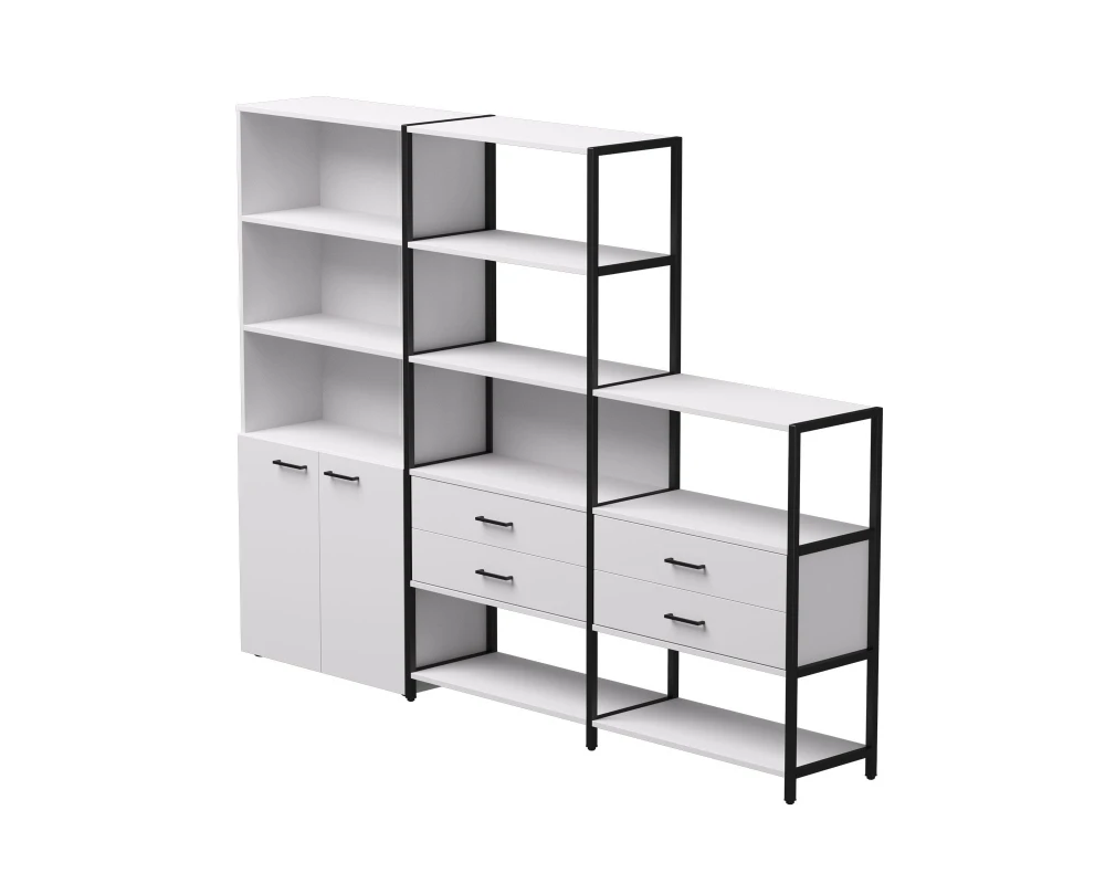 Набор стеллажных систем №12 2435x385x1840 Everprof ЭВО / EVO Белый/Черный