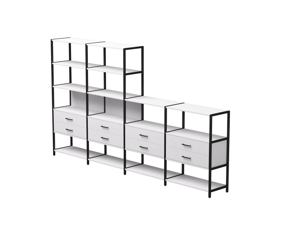 Набор стеллажных систем №13 3245x385x1840 Everprof ЭВО / EVO Белый/Черный