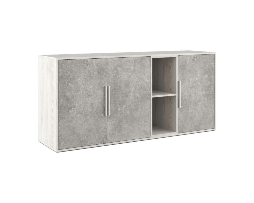 Шкаф низкий 3 створки, с нишей Би-тон / B-tone Сосна/Бетон светлый