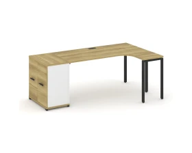Стол эргономичный с опорным распаш. шкафом CN.SA-210(R) B 2000x1180x750 Концепт / Concept images