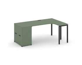 Стол эргономичный с опорным распаш. шкафом CN.SA-210(R) B 2000x1180x750 Концепт / Concept images