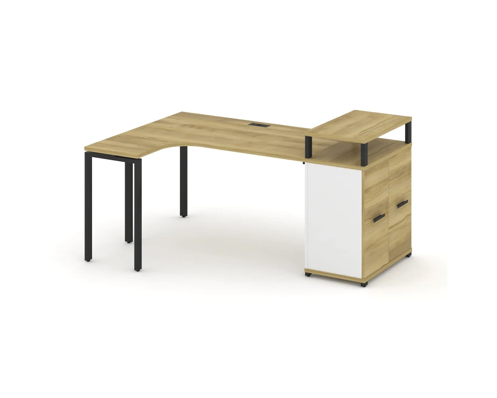 Стол эргономичный с опорным распаш. шкафом с верх. горизонтом CN.SA-211(L) B 1800x1180x917 Концепт / Concept