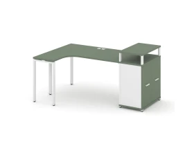 Стол эргономичный с опорным распаш. шкафом с верх. горизонтом CN.SA-211(L) W 1800x1180x917 Концепт / Concept images
