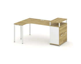 Стол эргономичный с опорным распаш. шкафом с верх. горизонтом CN.SA-211(L) W 1800x1180x917 Концепт / Concept images
