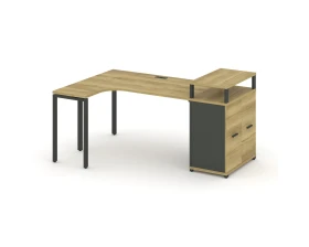 Стол эргономичный с опорным распаш. шкафом с верх. горизонтом CN.SA-212(L) A 2000x1180x917 Концепт / Concept images