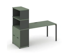 Стол рабочий с опорным распаш. шкафом с надставкой выс. CN.SP-231 A 1800x720x1530 Концепт / Concept images