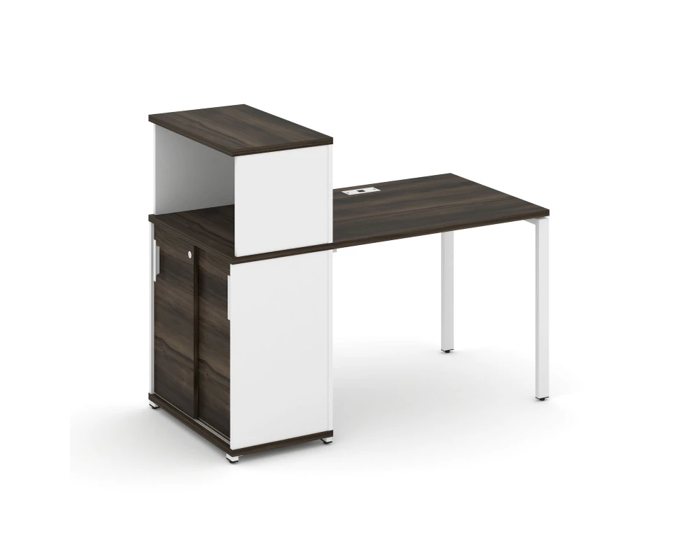 Стол рабочий с опорным шкафом-купе с надставкой низ. CN.SP-237 W 1400x720x1140 Концепт / Concept