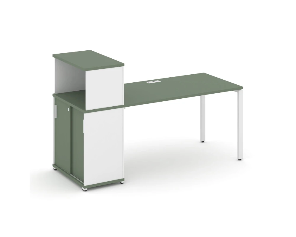 Стол рабочий с опорным шкафом-купе с надставкой низ. CN.SP-237 W 1400x720x1140 Концепт / Concept