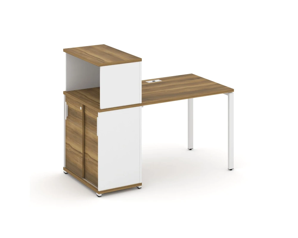 Стол рабочий с опорным шкафом-купе с надставкой низ. CN.SP-237 W 1400x720x1140 Концепт / Concept