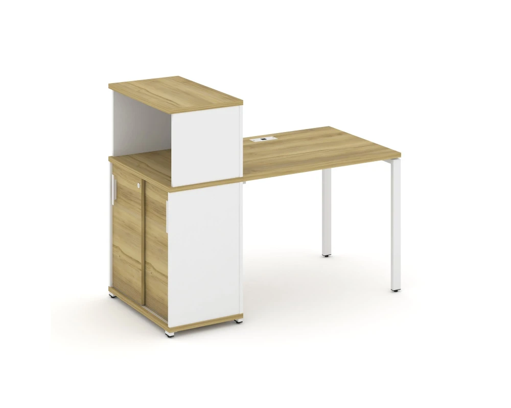 Стол рабочий с опорным шкафом-купе с надставкой низ. CN.SP-237 W 1400x720x1140 Концепт / Concept