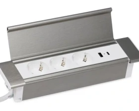 Блок розеток с откидной крышкой (3 розетки, USB-A, USB-C) 260x66x11 Рива / Riva images