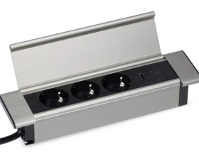 Блок розеток с откидной крышкой (3 розетки, USB-A, USB-C) 260x66x11 Рива / Riva images