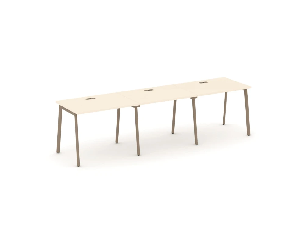 Рабочая станция на 3 места с лючком на плоскоовальной трубе 294x73x75 Эстетика / Estetica