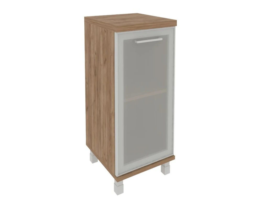 Шкаф низкий узкий 1 низкая дверь стекло в раме левый 401x432x958 Фёст / First