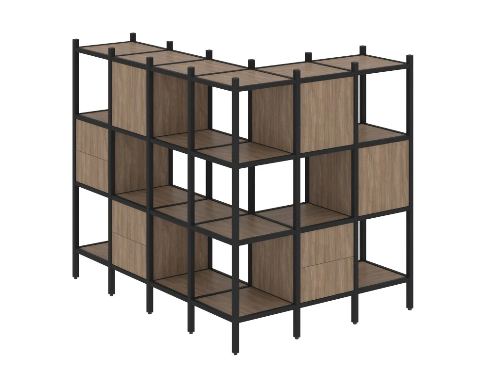 Угловой внешний стеллаж наборный L-52 1694x1278x1458 Лофт / Loft