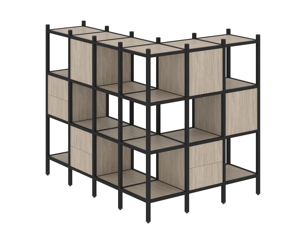Угловой внешний стеллаж наборный L-52 1694x1278x1458 Лофт / Loft