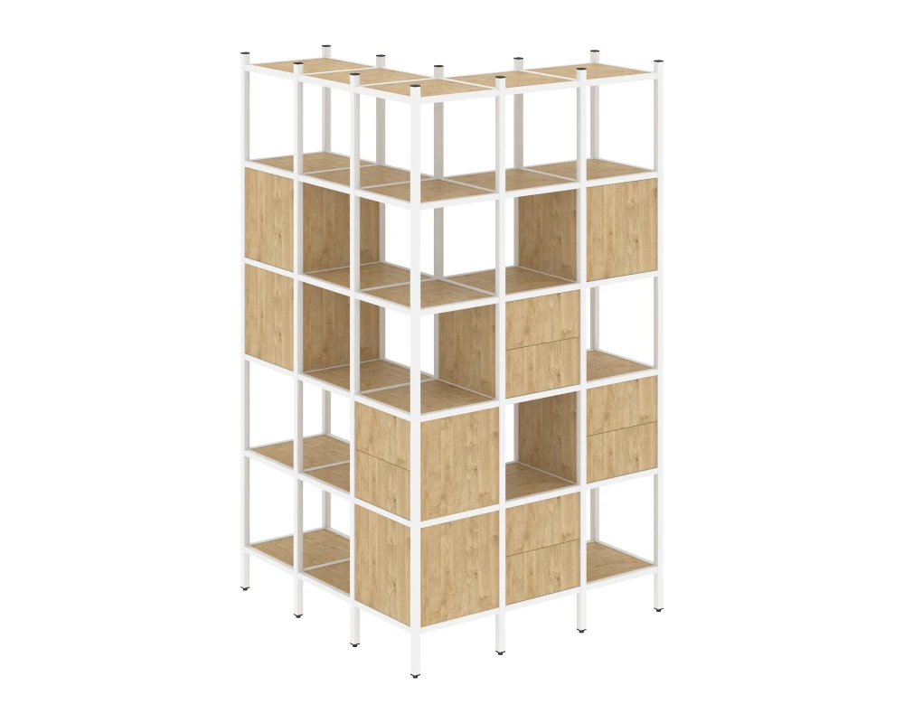 Угловой внешний стеллаж наборный L-53 1278x1278x2280 Лофт / Loft