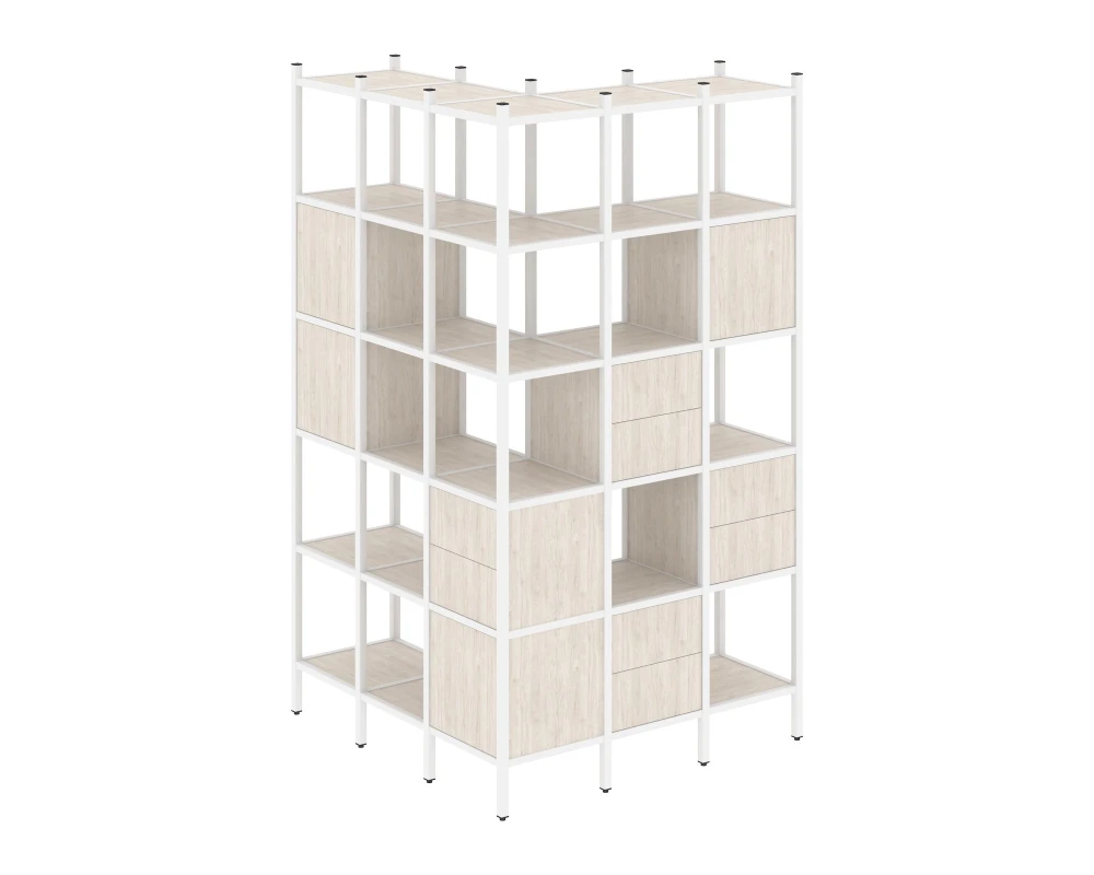 Угловой внешний стеллаж наборный L-53 1278x1278x2280 Лофт / Loft