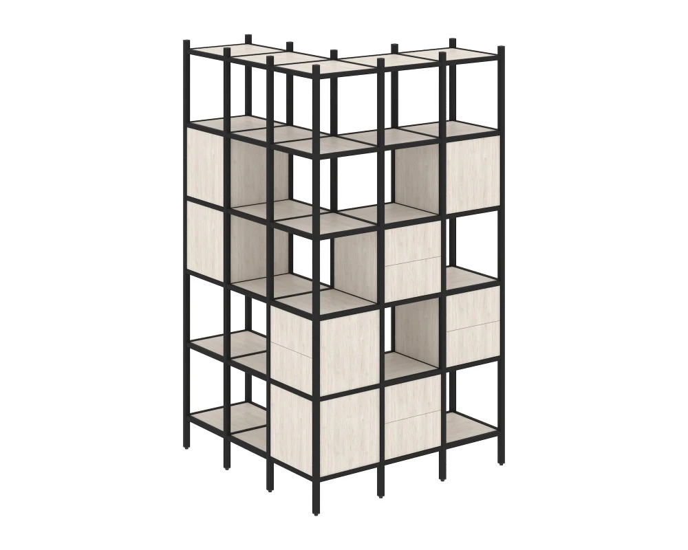 Угловой внешний стеллаж наборный L-53 1278x1278x2280 Лофт / Loft