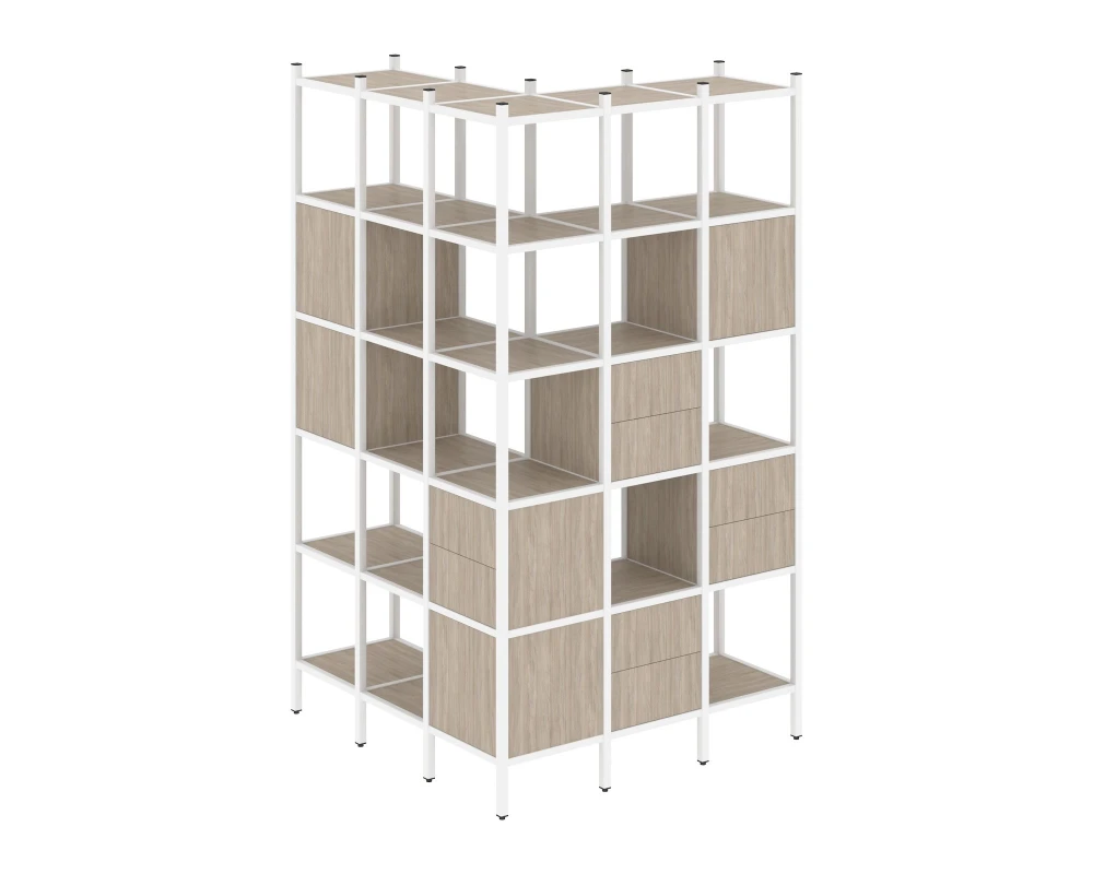 Угловой внешний стеллаж наборный L-53 1278x1278x2280 Лофт / Loft