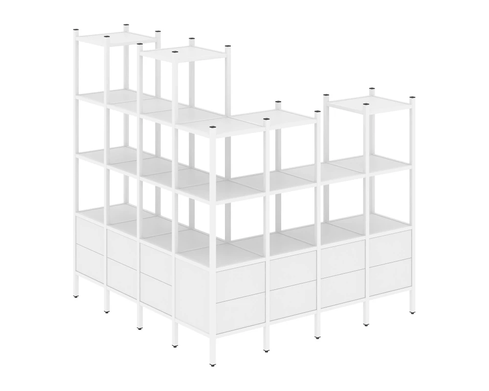 Угловой внешний стеллаж наборный L-55 1694x1694x1869 Лофт / Loft