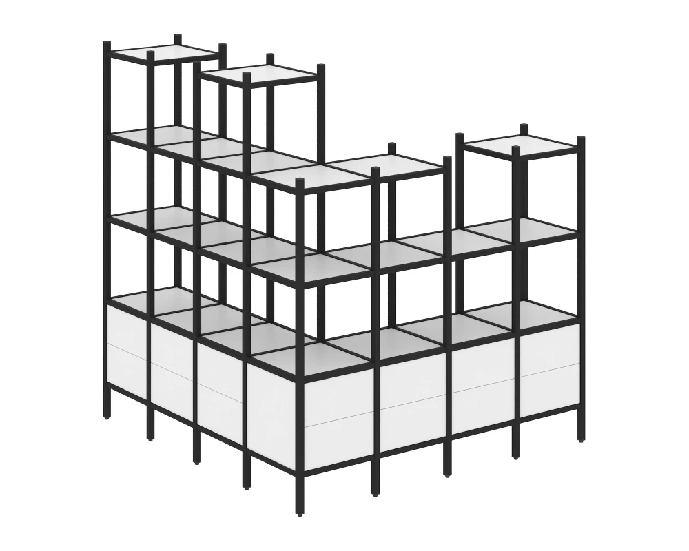 Угловой внешний стеллаж наборный L-55 1694x1694x1869 Лофт / Loft