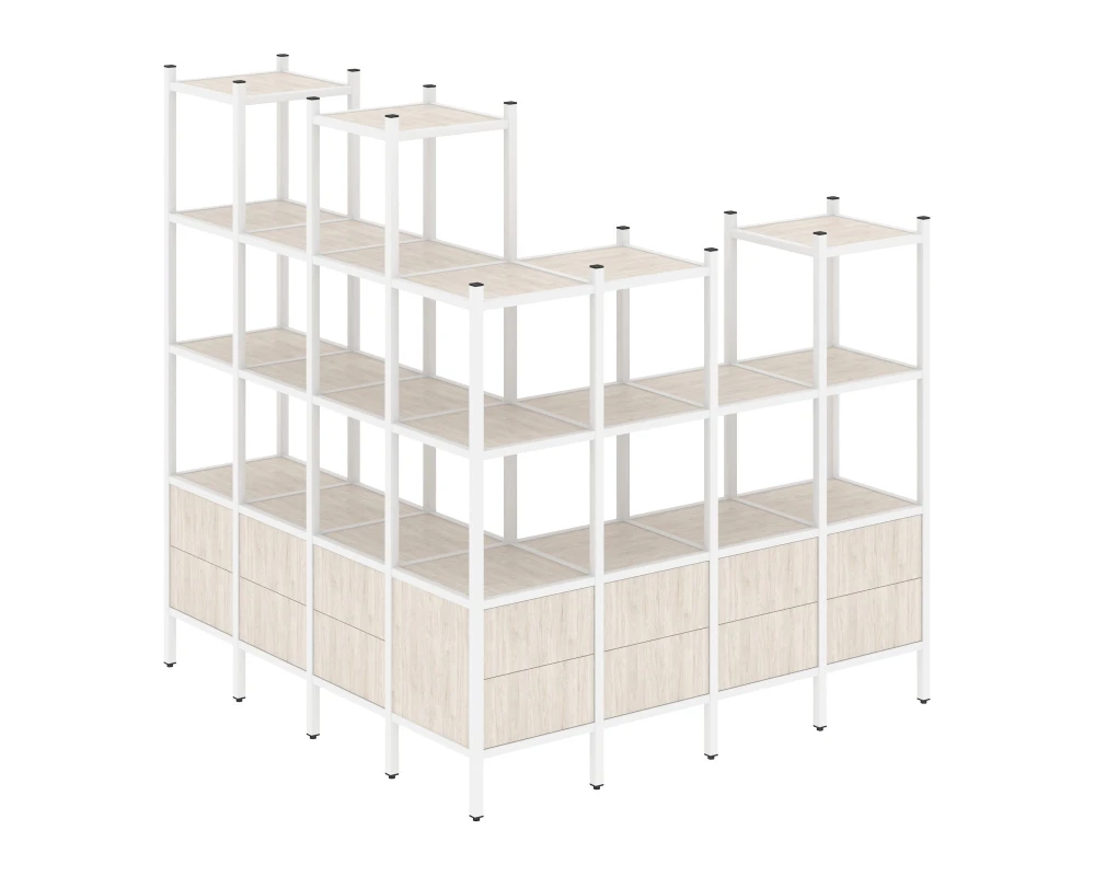 Угловой внешний стеллаж наборный L-55 1694x1694x1869 Лофт / Loft
