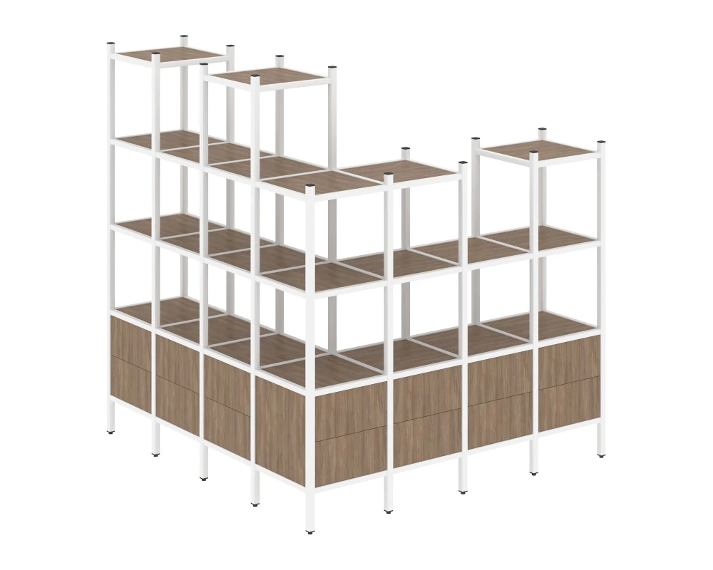Угловой внешний стеллаж наборный L-55 1694x1694x1869 Лофт / Loft