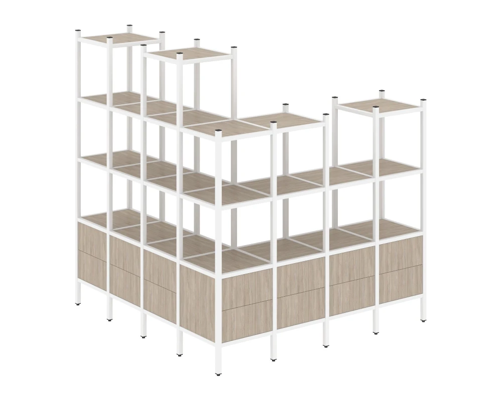 Угловой внешний стеллаж наборный L-55 1694x1694x1869 Лофт / Loft