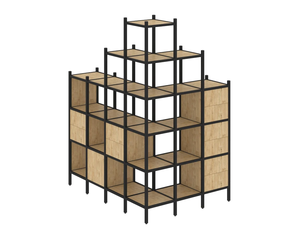 Угловой внешний стеллаж наборный L-56 1694x1278x2280 Лофт / Loft