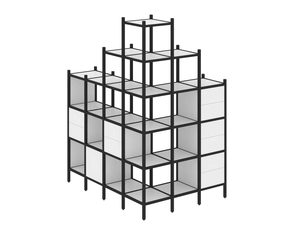 Угловой внешний стеллаж наборный L-56 1694x1278x2280 Лофт / Loft