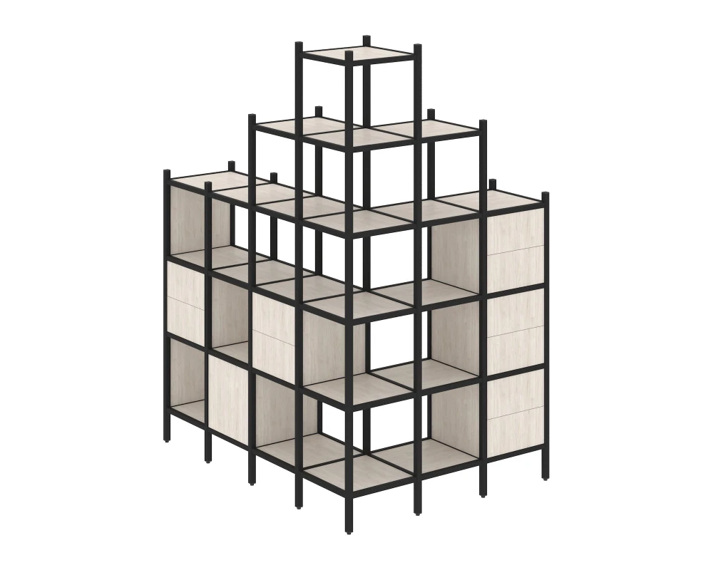 Угловой внешний стеллаж наборный L-56 1694x1278x2280 Лофт / Loft
