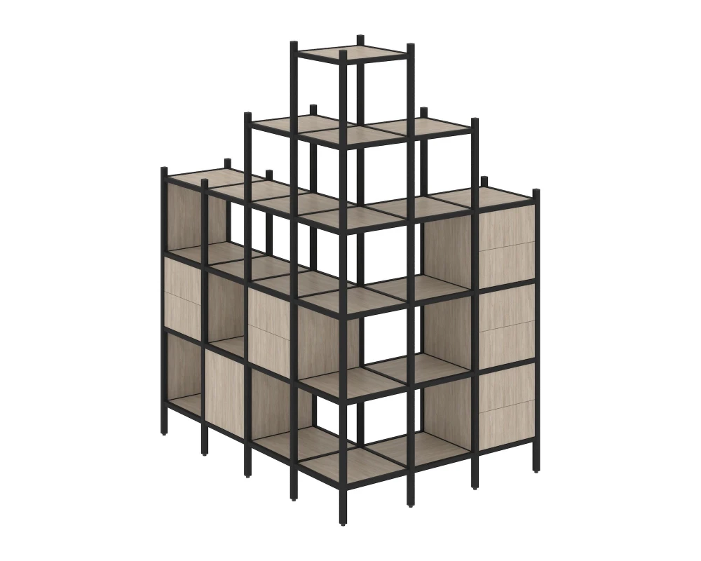 Угловой внешний стеллаж наборный L-56 1694x1278x2280 Лофт / Loft
