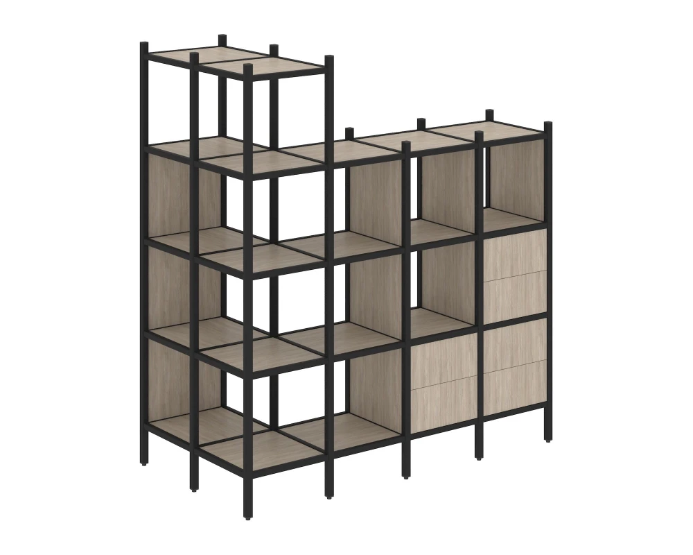 Угловой внешний стеллаж наборный L-57 862x1694x1869 Лофт / Loft