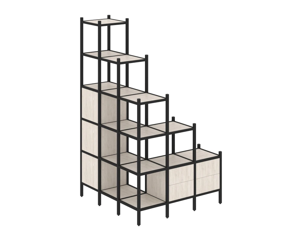 Угловой внешний стеллаж наборный L-59 1278x1278x2280 Лофт / Loft