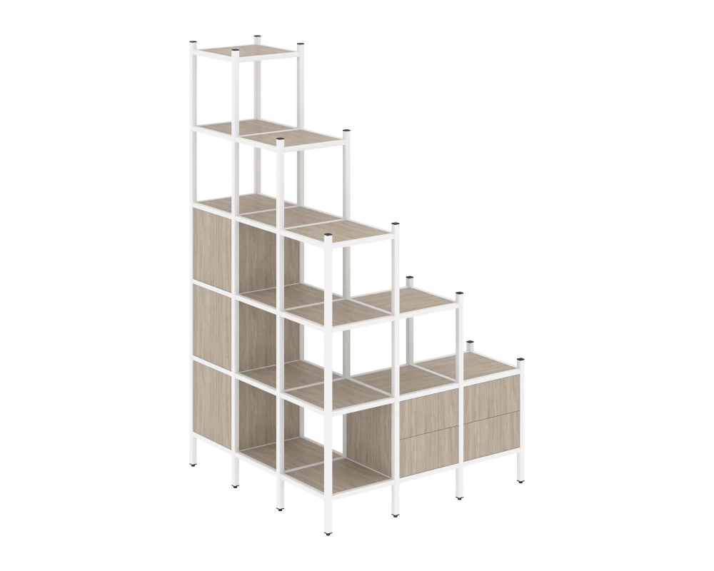 Угловой внешний стеллаж наборный L-59 1278x1278x2280 Лофт / Loft