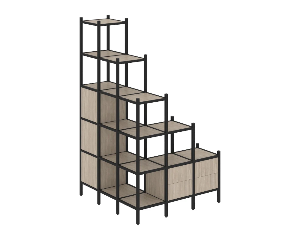 Угловой внешний стеллаж наборный L-59 1278x1278x2280 Лофт / Loft