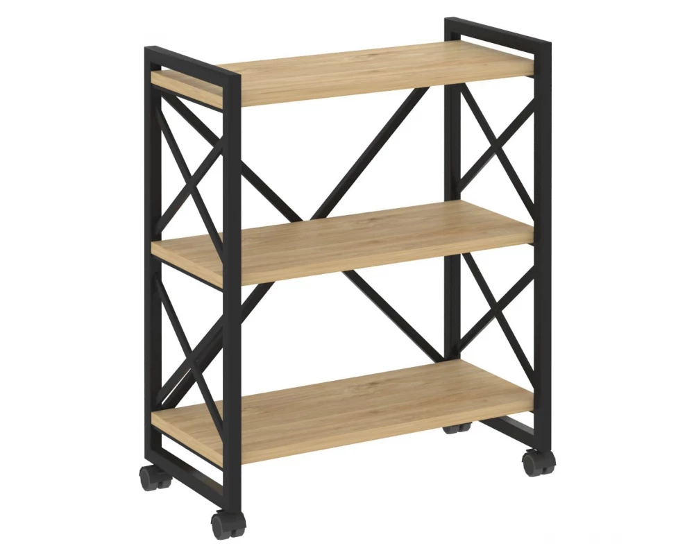 Стеллаж на колесных опорах - 3 полки 800х400х968 Лофт / Loft