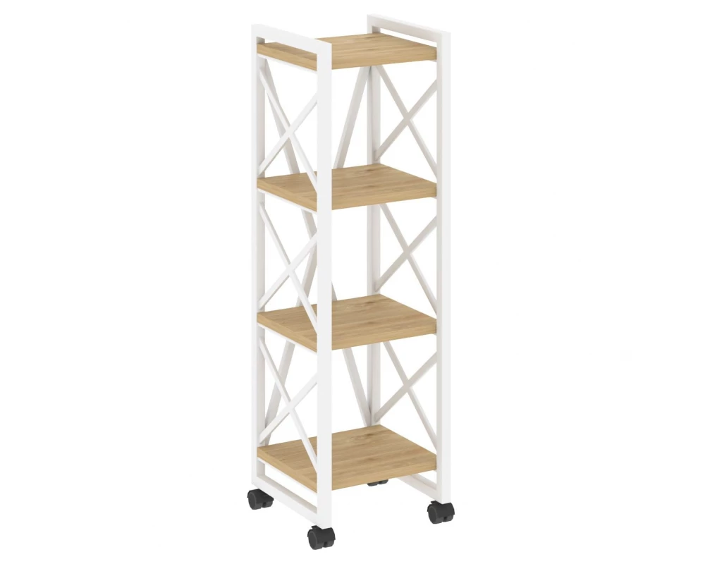 Стеллаж на колесных опорах - 4 полки 400х400х1334 Лофт / Loft
