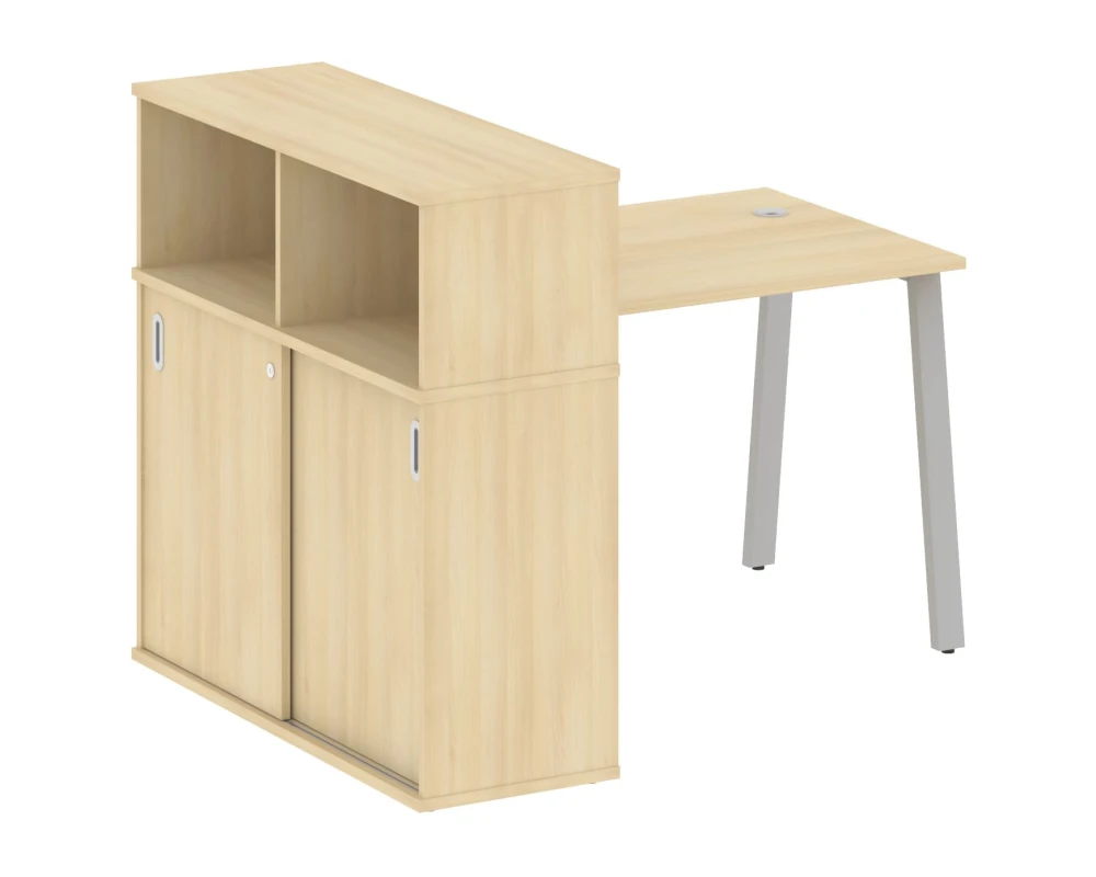 Стол письменный на А-образном м/к с опорным шкафом-купе 141x112x109,8 Метал Систем / Metal System