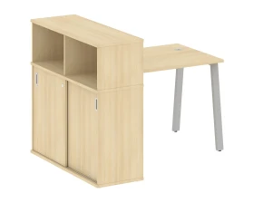 Стол письменный на А-образном м/к с опорным шкафом-купе 141x112x109,8 Метал Систем / Metal System images