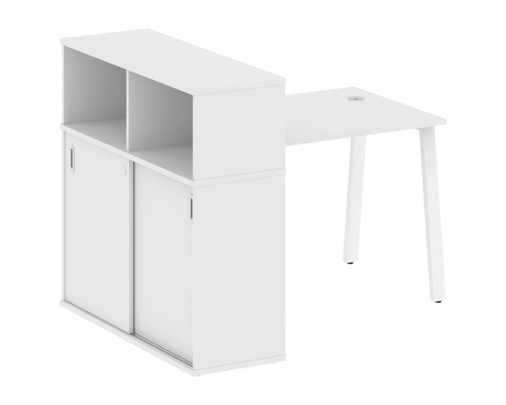 Стол письменный на А-образном м/к с опорным шкафом-купе 141x112x109,8 Метал Систем / Metal System