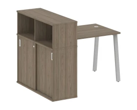 Стол письменный на А-образном м/к с опорным шкафом-купе 141x112x109,8 Метал Систем / Metal System images