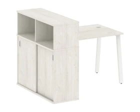 Стол письменный на А-образном м/к с опорным шкафом-купе 141x112x109,8 Метал Систем / Metal System images