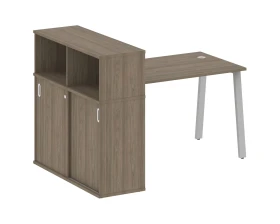 Стол письменный на А-образном м/к с опорным шкафом-купе 161x112x109,8 Метал Систем / Metal System images