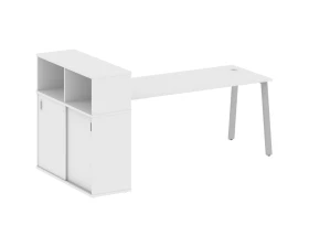 Стол письменный на А-образном м/к с опорным шкафом-купе 221x112x109,8 Метал Систем / Metal System images