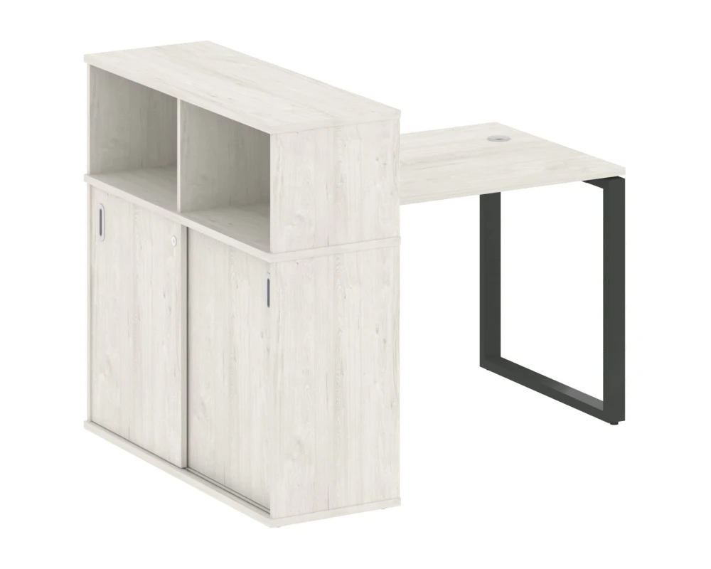 Стол письменный на О-образном м/к с опорным шкафом-купе 141x112x109,8 Метал Систем / Metal System