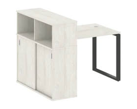 Стол письменный на О-образном м/к с опорным шкафом-купе 141x112x109,8 Метал Систем / Metal System images