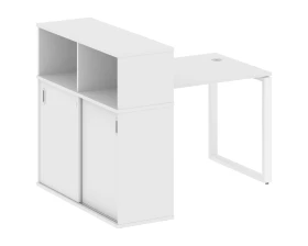 Стол письменный на О-образном м/к с опорным шкафом-купе 141x112x109,8 Метал Систем / Metal System images